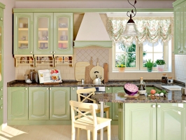 классическая кухня фисташкового цвета с фасадами из крашенного мдф люблино в каталоге