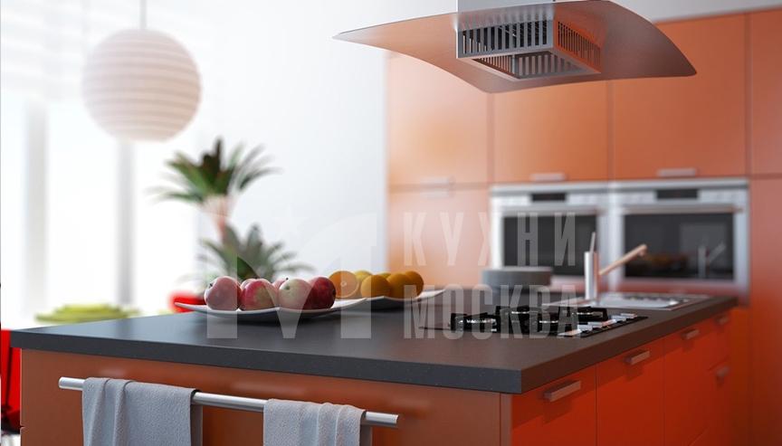 Интерьер оранжевой кухни в современном стиле - Сити