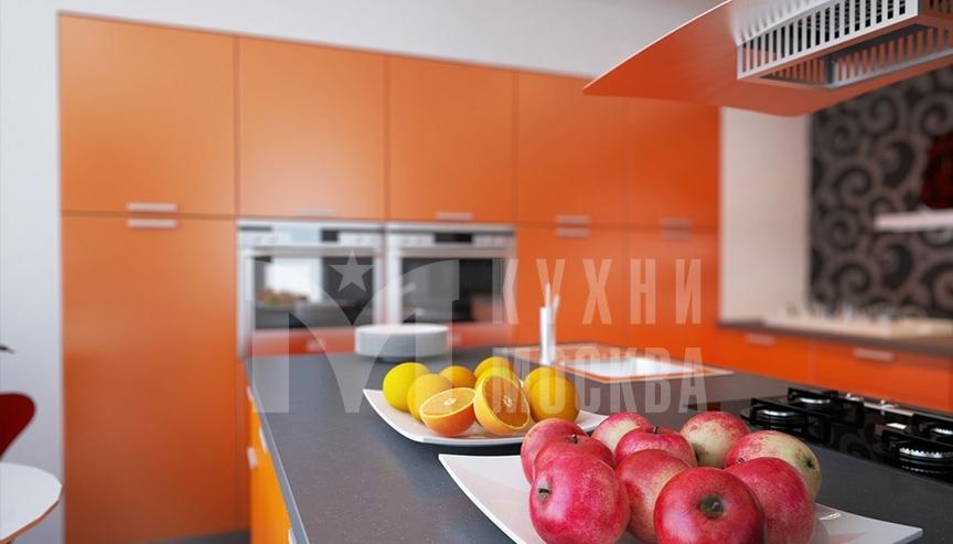 Угловая кухня в стиле модерн оранжевого цвета - Сити