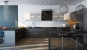Кухонный гарнитур угловой формы серого цвета на заказ Гараж