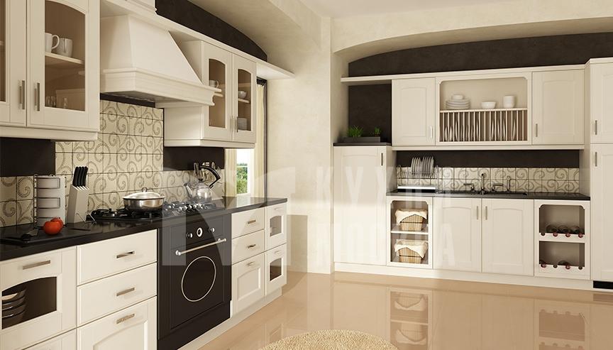 Белый угловой кухонный гарнитур в стиле классика - Масловка