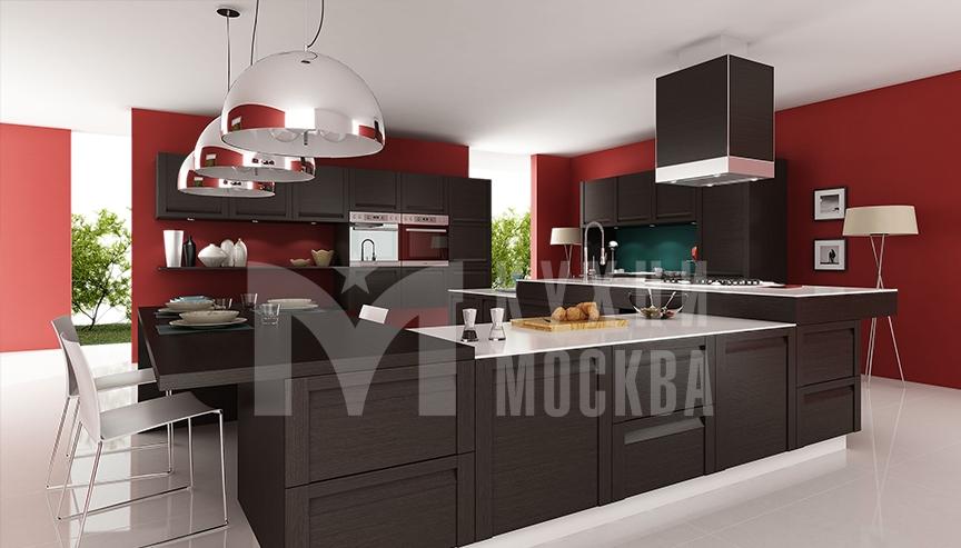 Кухонный гарнитур в современном стиле цвета венге из дуба - Сохо