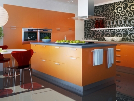 оранжевая кухня в стиле модерн сити в каталоге