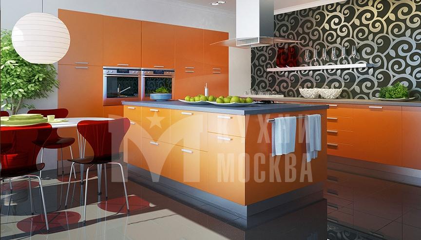 оранжевая кухня в стиле модерн сити